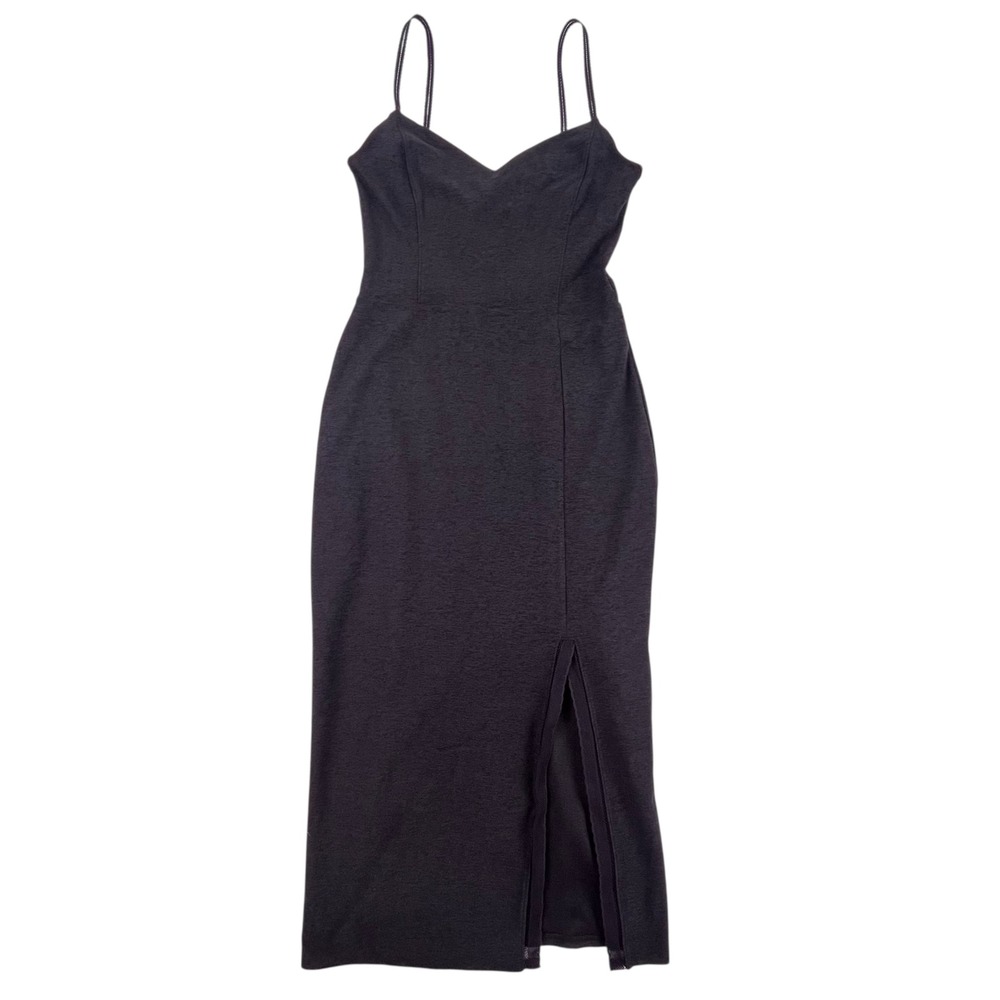 Beyond Yoga Featherweight At Your Leisure Midi Dress Darkest Night Black XS